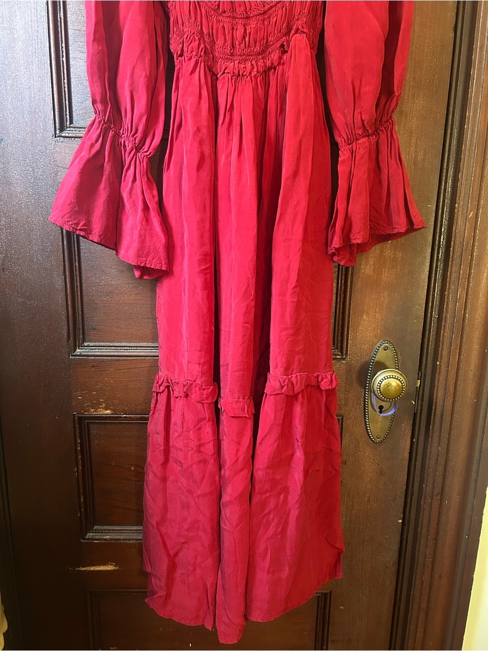 Anthropologie x OhSevenDays Willa Red Midi Dress Peasant Cottagecore Boho Medium - Picture 7 of 8